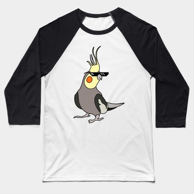 Cockatiel Thug Life Meme Funny Baseball T-Shirt by charlescheshire